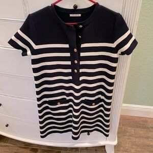 Super cuter navy and off white sweater dress